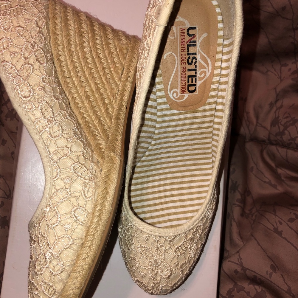 Closed toe cream wedges